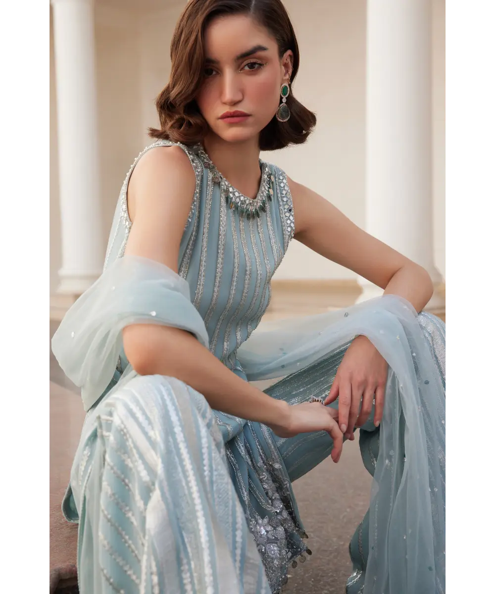 SANYA GULATI- Powder Blue Kurta and Pant Set
